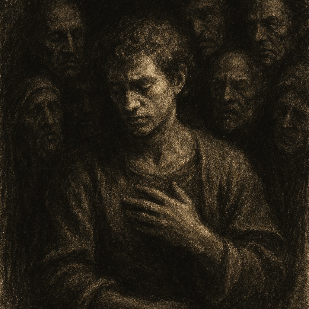 Angelo Di Bella, carboncino su carta, 2025