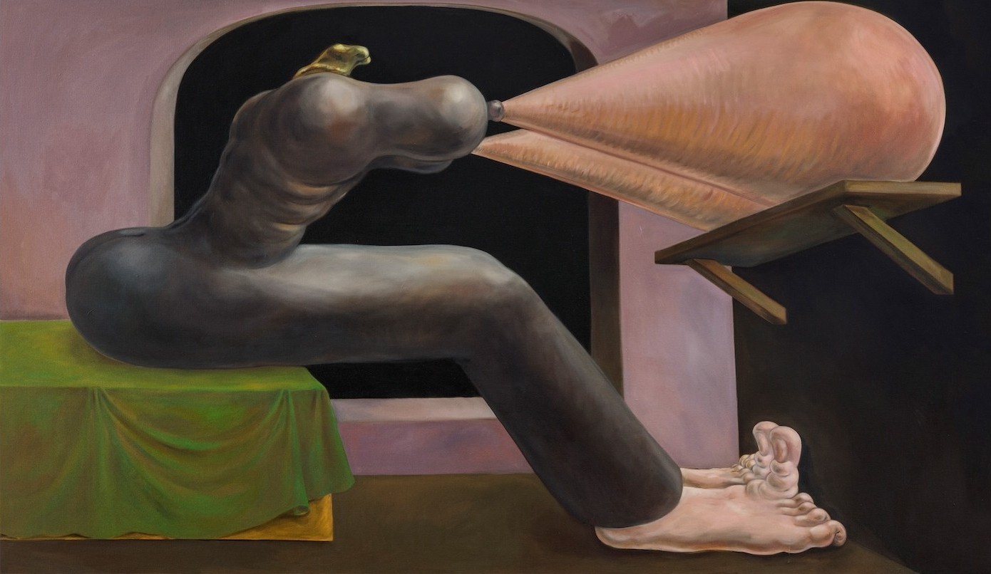 Louise Bonnet, Projection 2, 2022, oil on linen, 84 × 144 in. [213.4 × 365.8 cm], Photo: Joshua White